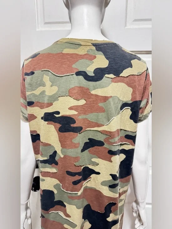 POLO RALPH LAUREN Camo Short Sleeve Tee Dress - Green & Brown Camouflage size L - Picture 4 of 10